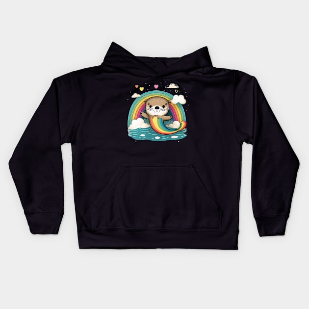 Kawaii Otters Kids Hoodie by GrayDaiser